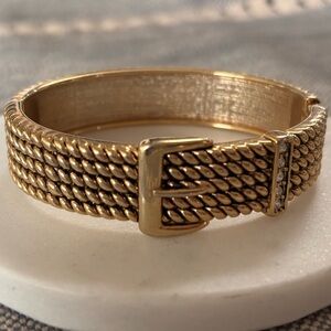 Gold Textured Bracelet with Buckle Design